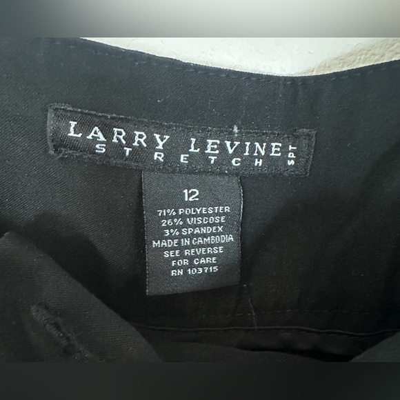 Vintage Larry Levine Women’s Stretch Black Trouser Dress pants wide leg size 12 - Picture 3 of 4